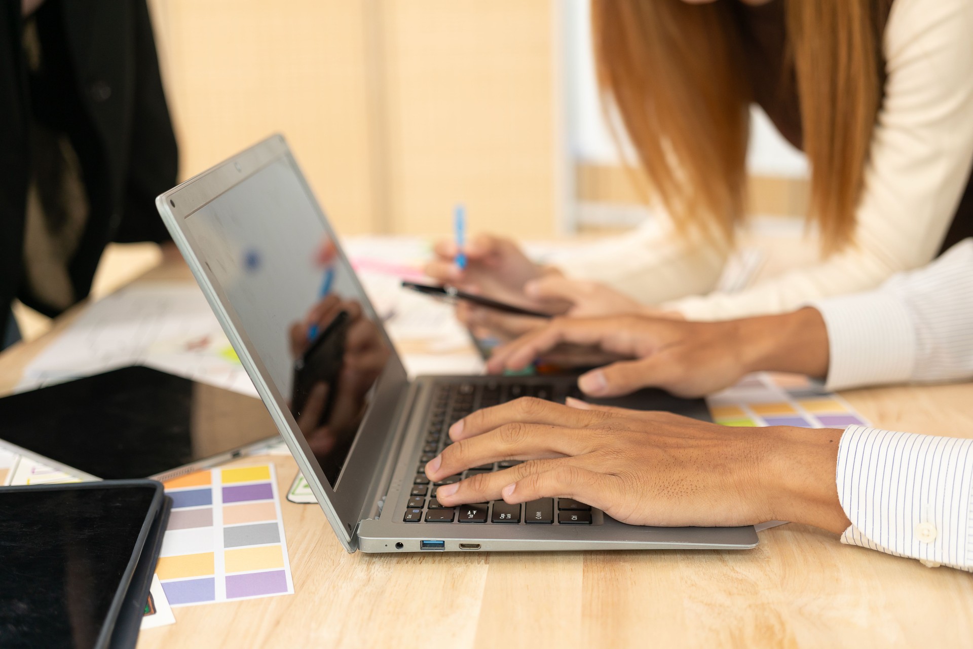 A team of UI/UX web designers is working together to develop a mobile responsive website with preview. 
Website development concepts UI UX