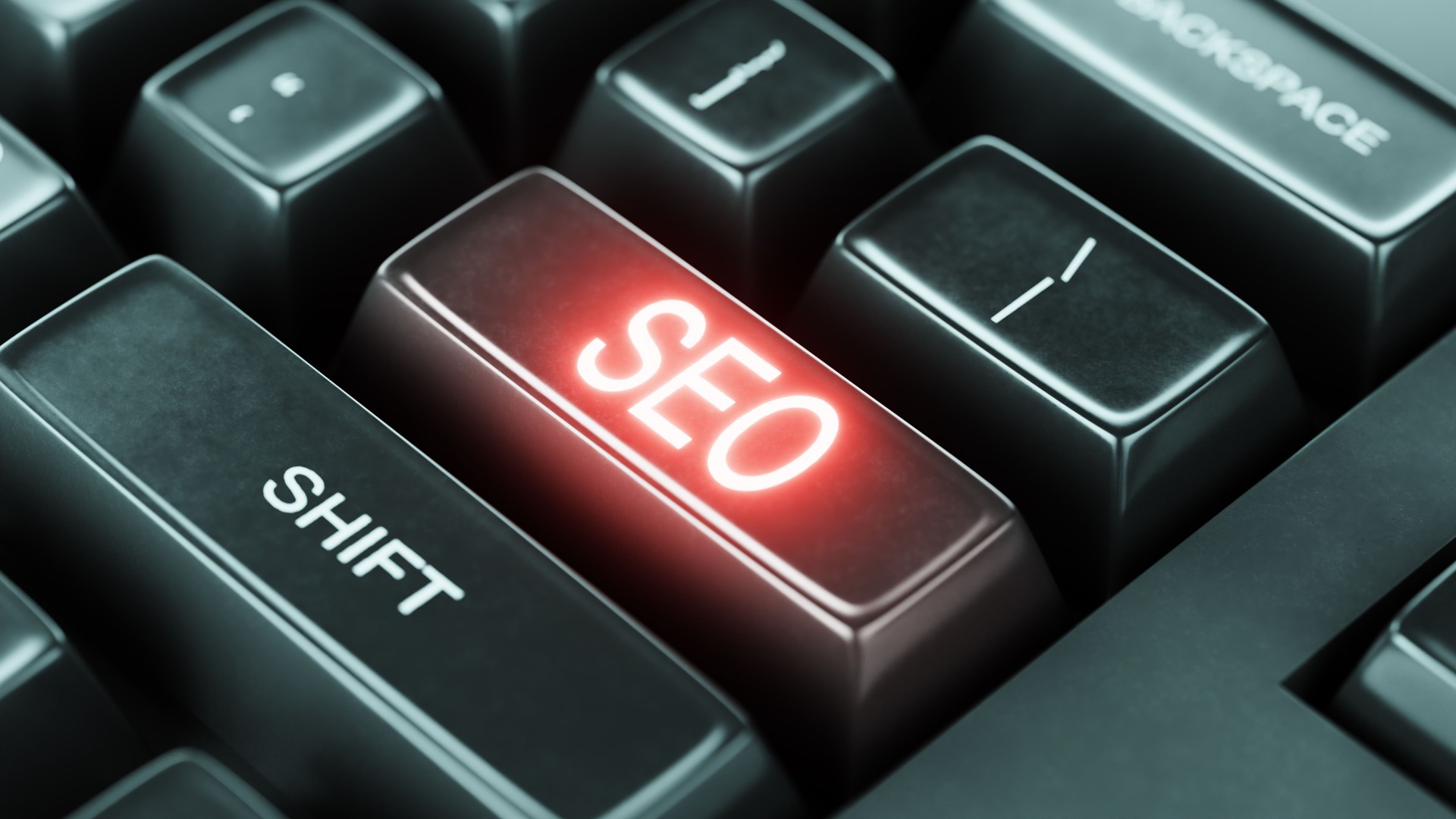 The inscription on the enter key of a computer keyboard SEO Search Engine Optimization. 3D render.